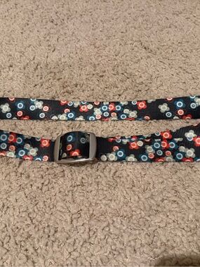 Croakies Flower Ribbon Belt with Multicolor Circles &  Silver Accents adjustable